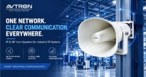 Avtron IP and SIP Horn Speakers for industrial PA systems, featuring network-based paging, flexible zone control, and scalable communication for clear audio across industrial facilities.
